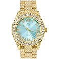 Mens Classic Bling-ed Out Arabic Dial Watch with Simulated Lab Diamonds | Japan Movement