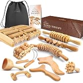 Ezero Wood Therapy Kit Body Therapy 10 Pieces &ndash; Anti-Cellulite Massager, Muscle Massage Roller, Cellulite Suction Cup, Cellul