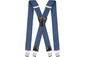 Decalen Bretelles Homme Larges Réglable Élastique Extra Fort 4 Clips en forme X