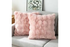 NIULAA Set om 2 dekorativa kuddfodral 45 x 45 cm, rosa, mjuk konstläder