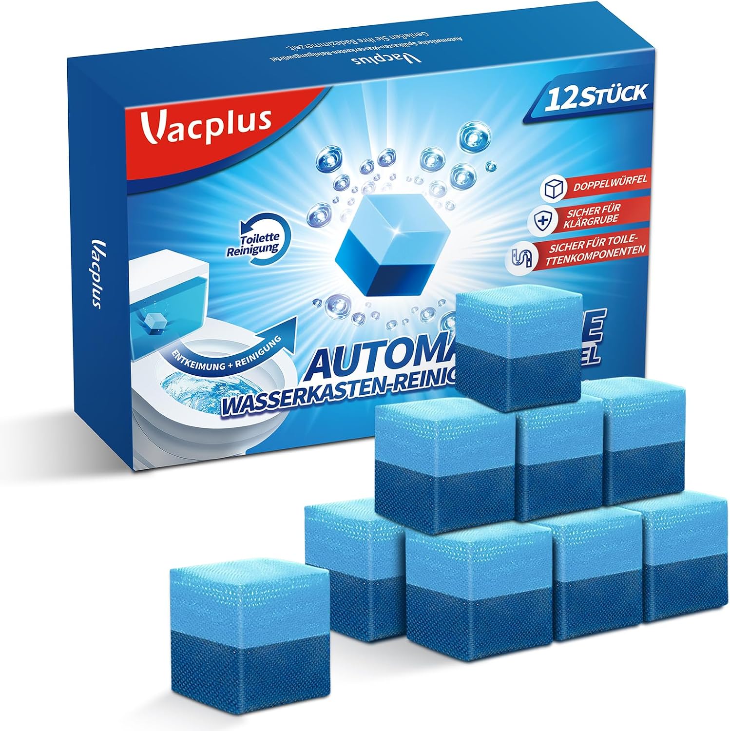 Technische Daten & Spezifikationen : Vacplus WC Reiniger Würfel 12 Stück Duo-Aktiv