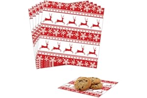 POPOYU 100 Sheets Christmas Wax Food Paper,12x12in Red Greaseproof Paper Sheets for Christmas Baking,Eco-Friendly Oil Proof Wrapping Papers for Burger,Sandwich,Food Baskets,Chrismtas Foods