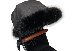 Pram Furs Hood Trim Faux Fur Pushchair Universal fit (Black)