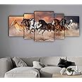 SAF SANFPNL31210 Seven Running Horses UV Textured with MDF Panel Painting (Set of 5, 18'' x 42'', Multicolor)