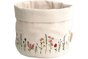 PAPIERDRACHEN Cestino per il pane con prato primaverile – affascinante decorazione da tavolo – con ricamo floreale di alta qualità in effetto prato
