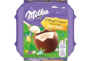 Milka - 4 Œufs Coques Chocolat au Lait - Œufs de Pâques en Chocolat - Fourrés à la Crème au Lait - Idée Cadeau - Chocolat à Offrir - 1 Boîte de 136 g