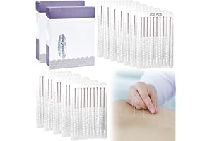 GOMETY Lot de 2 x 100 aiguilles d'acupuncture stériles jetables pour thérapie par l'aiguille d'acupuncture, aiguilles de massage chinoises pour soulager la douleur, aiguilles de stérilisation de massage pour