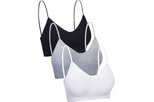 Boao 3 Pezzi Reggiseno con Scollo a V Canotta a Fascia Imbottita Senza Cuciture Reggiseno Sportivo Reggiseno da Notte con Cinghie Elastiche