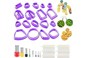Yayatty 126 Stück Polymer Clay Cutter Set, 18 Form Lila Clay Ohrring Cutters mit Ohrringe Zubehör, Plastic Clay Ohrringschneider für Polymer Clay Schmuckherstellung