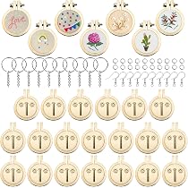 Syhood Mini Cerceau Broderie Bois – Kit Cercle Point De Croix DIY – Rond & Ovale Pour Pendentif Artisanat (16 Pièces)