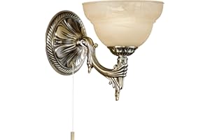 EGLO Lampa ścienna Marbella, 1-punktowa lampa ścienna vintage, rustykalna, ścienna wewnątrz, odlew metalowy, szkło alabastrowe, lampa do salonu, lampa