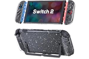 TIKOdirect Dockable Crystal Case for Switch 2(2025), Glitter Bling Cover with Shock-Absorption and Anti-Scratch Design Protective Case, Crystal Glitter
