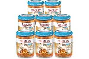 ‎BAUTZ'NER Bautz'ner - fix Gulaschtopf ungarischer Art Fertiggerichte 8x500ml für Kinder & Erwachsene - Gulaschgericht mit Schweinefleisch, wie hausgemacht - Perfekt zu Baguette oder pur - Für Mikrowelle & Topf