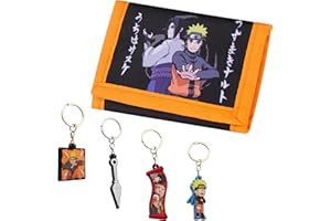 Naruto Porte Clef Enfant - Coffret Portefeuille et Lot Porte-Clés Anime Ado - Idée Cadeau Anime Manga (Multi Portefeuille et Lot Porte-Clés)