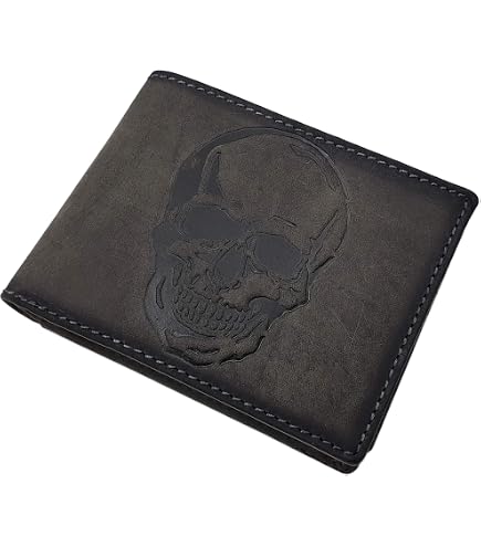Portafoglio A Forma Di Bara Con Teschio Halloween - Goth Sottile In Pelle Sintetica Con 6 Scomparti Per Carte, Nero Per Uomo E Donna - 2