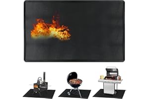 JOLIGAEA Tapis de Barbecue, 101 x 152cm Tapis lgnifuge, Tapis Résistant à la Chaleur pour Foyer, Tapis de Cheminée Pliable Résistant à La Chaleur pour la Protection du Sol du Brasier/Poêle/Barbecue