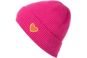 styleBREAKER Damen Strick Beanie mit Herz Stickerei & Fleece Futter | Warme Wintermütze Einheitsgröße 56-59 cm | Weiche gefütterte Beanie Mütze