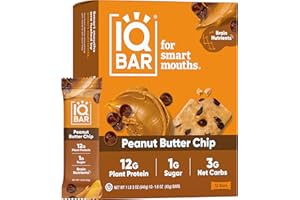 IQBAR Peanut Butter Chip Keto Protein Bars, 12-Count, Gluten Free, Low Carb, Vegan Snacks