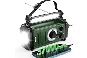RYCHI 10000 mAh Emergency Radio, Hand Crank Radio, Solar Radio, NOAA AM FM Weather Radio, 4 Charging Methods, Polymer Battery, Torch & LED Reading Light, SOS Alarm, Phone Charger for Emergency, Camping