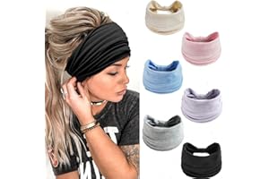LadayPoa Stirnbänder Damen Frauen Breites Haarband Einfarbig Sport Yoga Kopfwickel Haarbänder Elastische Haarschmuck（6 Farben）