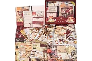 GENCAM Aesthetic Scrapbook Kit, Journaling Scrapbooking Supplies, Vintage Scrapbooking DIY Art Album Crafts for Writing, Drawing, Album, Travel Journal (Cocoa Vintage)