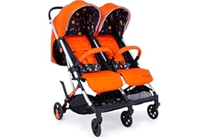 Cosatto Woosh Double Stroller – Lightweight Pushchair From Birth to 15kg, Twins or Siblings - One-hand Fold, Compact, Independent Seats (Spaceman)