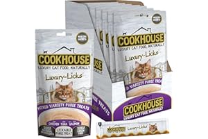 COOKHOUSE Luxury Licks Lickable Cat & Kitten Treats - Mixed Variety - 48 x 15g Sachets - Soft & Creamy Puree - Healthy & Grain Free - 100% Natural Ingredients