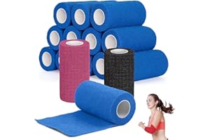 WDJLNZB Benda Coesiva, 12 Rotoli Benda Elastica Autoadesiva per Fasciatura, Coesiva Nastro Bendaggio Sportivo Non Tessuto per Mani, Piedi, Ginocchia e Articolazioni, Bende Coesive Per Animali Domestici (azul)