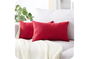 Topfinel Federe Cuscini 2 Pezzi 40x80cm Comodo in Ciniglia per Divano Copricuscini Decorativi Camera da Letto Soggiorno Balcone Esterno Arredo Casa Fodere Cuscino Tinta unita rossa