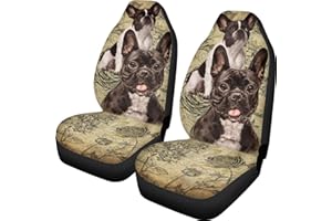 Xoenoiee French Bulldog Print Car Seat Cover Universal Fit 2 PCS Car Front Seat Cover Car Seat Protector for Truck SUV VAN