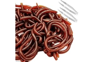 Bisienya 50 Pcs Realistic Earthworm Toy, Fake Worms Scary Props, Toy Wiggly Worms Realistic, Realistic Earthworms Scary Props, for Prank, Halloween and April Fools' Day, with 2 Tweezers, Red