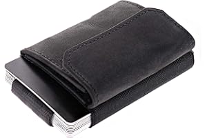 JAIMIE JACOBS Portfel męski Nano Boy Pocket Portfele Minimalistyczny Cienki Portmonetka Mini Portfel Etui na karty Zacisk na banknoty, Czarna skóra bawoła, S, Klasyczny