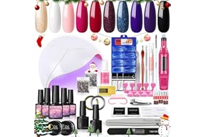 COSCELIA Kit de Uñas Semipermanentes 10pcs Esmalte en Gel 8ml con 36W Lámpara Set Completo Manicura con Pulidor Taladro Base y Top Coat Manicura Kit