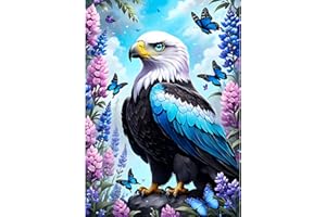 GDYEEH Adler Diamond Painting Erwachsene, 5D Schmetterling Diamant Painting Bilder Anfänger, DIY Blumen Runder Vollbohrer Diamanten Malerei Stickerei Kreuzstich Geschenke Home Wand Dekor 30x40cm
