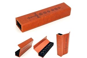 LORE PROFESSIONAL LORE Étui à lancer au design cube en cuir élégant pour jeux de rôle de tablette tels que D&D, Cthulhu, DSA etc. Pour présenter et transporter 7 dés polyédriques, marron, Moderne