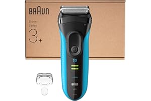 ‎BRAUN Braun Series 3+ Rasierer Herren Elektrisch, Elektrorasierer, 3 Flexible Klingen, Rasierapparat, Effizienter MicroComb Mitteltrimmer, Präzisionstrimmer, Nass- & Trockenrasierer für Männer, 3040si, Blau