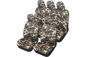 Auto Accessori Lupex - A21 Housses de siège auto universelles, couleur camouflage vert, ensemble housses de protection avant et arrière, pas de suv