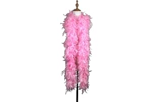 chaojukj 1.8m 100g Light Pink Marabou Feather Boa Fancy Dress for Adult Halloween Cosplay Costume Accessory Holiday Decors