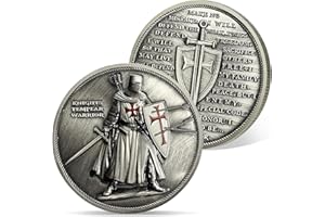 AtSKnSK Moneda de desafío templario Caballero de pie Moneda religiosa Cruz Roja Guerrero Token Medallón cristiano de Cristo Cruz Roja Regalos conmemorativos para hombres y mujeres