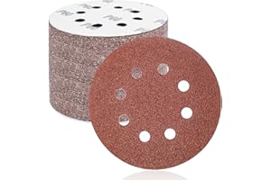 FEIHU 50 Pezzi Dischi Abrasivi 125mm, Carta Vetrata Abrasiva 8 Fori per Levigatrice Orbitale: Grana 60