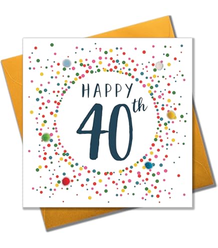 Old English Co. 40th Birthday Card For Women - Special Gold Foil Birthday Cake Card Design - Birthday Card For Daughter, Sister, Aunty, Friend | Blank Inside With Envelope: Greeting Cards - View #12