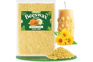 NORVENCE Beeswax Pellets 200g/450g/2.2kg, Pure & Natural Yellow Beeswax for Candle Making, Lip Balm, Soap, Lotion, Creams and Candle Making Supplies – 200g