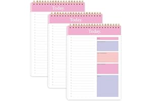 GOLDPEI To Do List Daily Planner Notepad 52 Sheets 6.5"x 9.8" Task Planning Pad with Top Priorities, Notes,For Tomorrow,Don't Forget Your Productivity for School, Office, Home,Spiral Bindding (3 Pack)