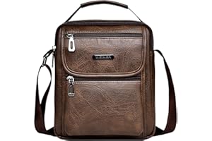 A-QMZL Borsello Uomo Tracolla Pelle Borse a spalla Borsa a Tracolla da Uomo Casuale Piccolo Messenger Bag per Ufficio,Viaggi,Vita Quotidiana (Marrone scuro)