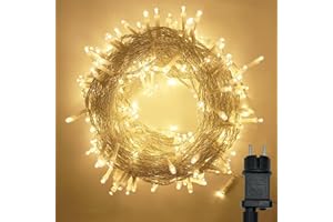 Hopelit Łańcuch świetlny na zewnątrz, łańcuch świetlny LED na choinkę, 10 m, 100 diod LED, ciepła biel, 8 trybów pracy, łańcuch świetlny na zewnątrz z funkcją pamięci i timerem, wodoszczelność IP44,