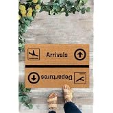KARMAT Arrivals, Departures, U&ccedil;ak, İ&ccedil; ve Dış Kapı &Ouml;n&uuml; Paspası, Dijital Baskı Paspas, Dekoratif Paspas Bej-45 x 70