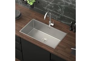 ML DESIGN MODERN LIVING ML-Design Lavello da Cucina 70 x 40 cm Lavabo da Incasso Argento Rettangolare in Acciaio Inox Lavello Sottopiano a 1 Vasca con Set di Scarico e Troppopieno Vasca Singola con Sifone Lavandino XXL