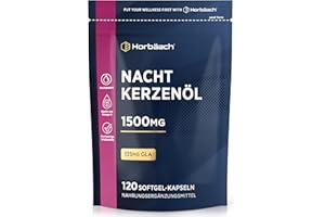 ‎HORBÄACH Nachtkerzenöl Kapseln Hochdosiert 1500mg | 120 Evening Primrose Oil Softgel Capsules | mit Omega 6 und GLA | von Horbaach