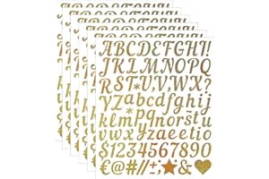 ZTXPRO 1 Inch Small Self Adhesive Vinyl Letter Number Symbol Stickers Kit,528 Pieces Alphabet Numbers Stickers for Mailbox, Water Bottle, Scrapbook, Notebook - Gold