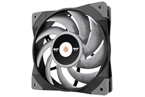 Thermaltake ToughFan 12 Turbo, PWM-gesteuerter PWM 500~2500 U/min, metallverstärkte Motornabe, Gen.2 Hydrauliklager, 120 mm Gehäuse/Kühlerlüfter (Einzelpackung) CL-F121-PL12GM-A, 140 mm, Schwarz